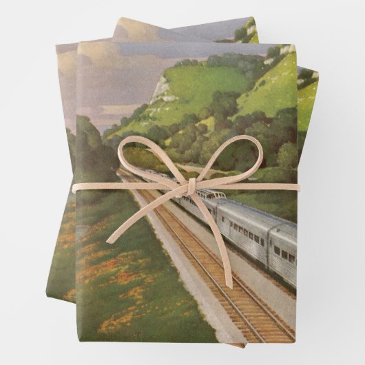  treinvakantie, locomotief in het land inpakpapier vel (In situ)