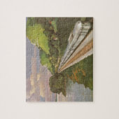 treinvakantie, locomotief in het land legpuzzel (Verticaal)