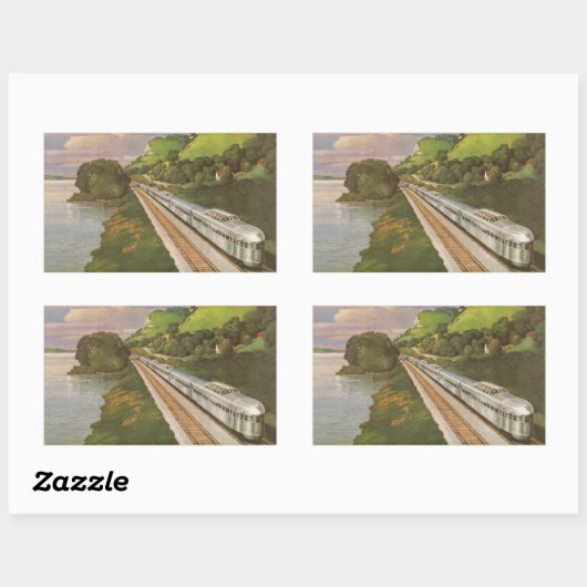  treinvakantie, locomotief in het land rechthoekige sticker (Vel)