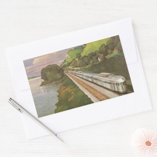  treinvakantie, locomotief in het land rechthoekige sticker (Envelop)