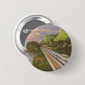 treinvakantie, locomotief in het land ronde button 5,7 cm (Voorkant /achterkant)