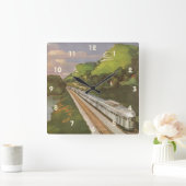 treinvakantie, locomotief in het land vierkante klok (Huis)