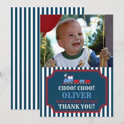 Treinverjaardag dank u kaart (Voorkant / Achterkant)