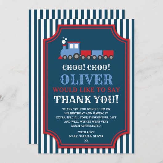 Treinverjaardag dank u kaart (Voorkant / Achterkant)