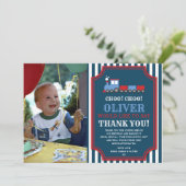 Treinverjaardag dank u kaart (Staand voorkant)