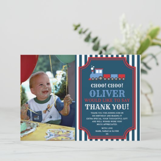 Treinverjaardag dank u kaart (Staand voorkant)