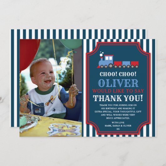 Treinverjaardag dank u kaart (Voorkant / Achterkant)