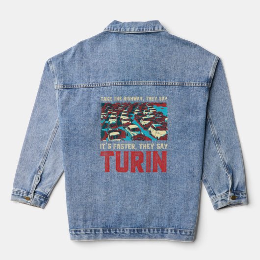 Treinverkeer C op snelweg Denim Jacket (Achterkant)