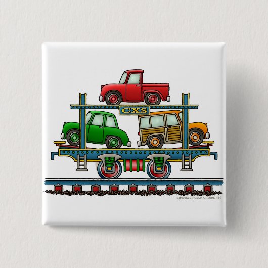 Treinwagenchauffeur Vierkante Button 5,1 Cm (Voorkant)