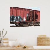 Treinwagens gekoppeld poster (Keuken)