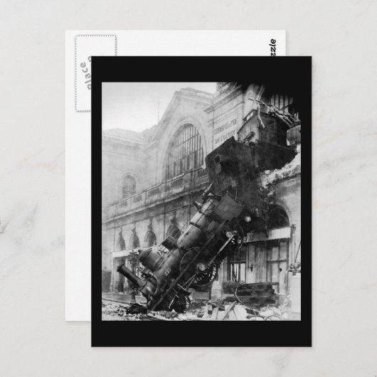 Treinwrak in Montparnasse, spoorwegramp Briefkaart (Voorkant / Achterkant)