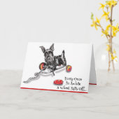 Trek aan de Speelgoed Scottish Terrier Get Well Ka Kaart (Gele Bloem)