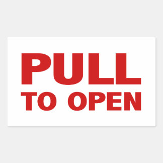 Trek aan open deurteken rechthoekige sticker