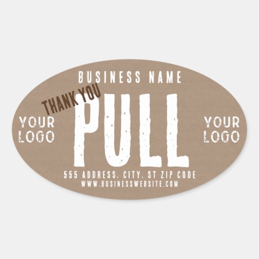Trek dank u rustieke charme Kraft papier bedrijf Ovale Sticker (Voorkant)