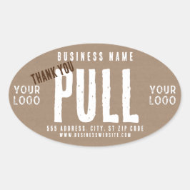 Trek dank u rustieke charme Kraft papier bedrijf Ovale Sticker