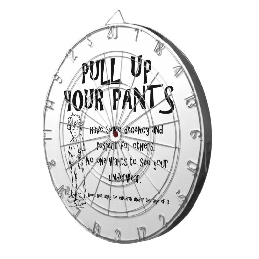 Trek je broek omhoog dartbord (Voorkant Rechts)