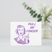 Trek mijn vingerretro-huisvrouw Paars Briefkaart (Staand voorkant)