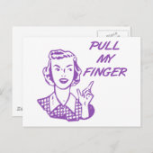 Trek mijn vingerretro-huisvrouw Paars Briefkaart (Voorkant / Achterkant)