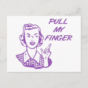 Trek mijn vingerretro-huisvrouw Paars Briefkaart