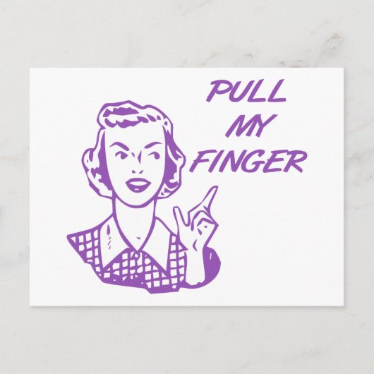 Trek mijn vingerretro-huisvrouw Paars Briefkaart (Voorkant)