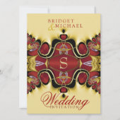 Trek Royale Satin Red+Creme Wedding Invitation Kaart (Voorkant)