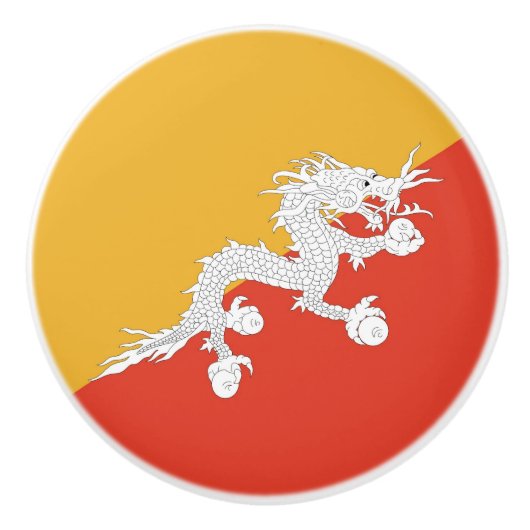 Trek van de keramische knop met vlag van Bhutan (Voorkant)