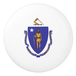 Trek van de keramische knop met vlag van Massachus