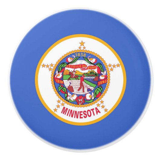 Trek van de keramische knop met vlag van Minnesota (Voorkant)