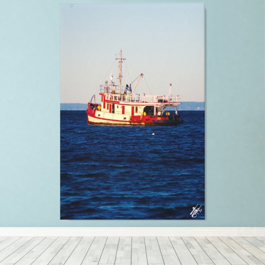 Trekboot op Mutiny Bay #2 Canvas Afdruk (Insitu (Houten vloer))