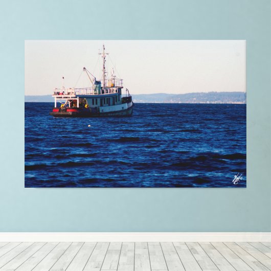 Trekboot op Mutiny Bay #3 Canvas Afdruk (Insitu (Houten vloer))