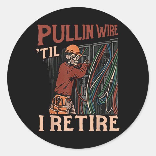 Trekdraad tot ik met pensioen ga ronde sticker (Voorkant)