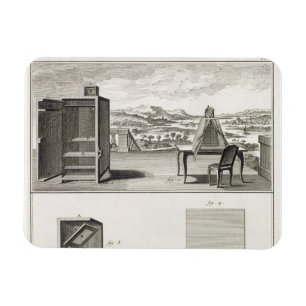 Trekhulpmiddelen: een houten camera obscura en een magneet