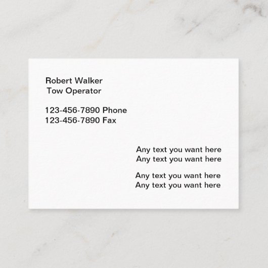 Trekken en wrecker visitekaartje (Achterkant)