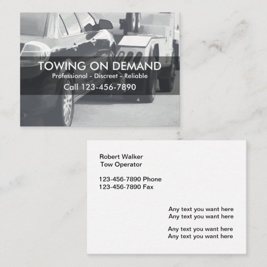 Trekken en wrecker visitekaartje (Voorkant / Achterkant)