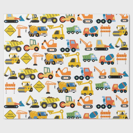 Trekker graafmachine bulldozer constructie voertui cadeaupapier (Vlak)