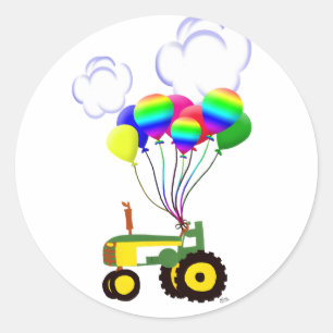 Trekker met ballonnen ronde sticker