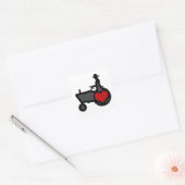 Trekker met hartliefde in het land vierkante sticker (Envelop)