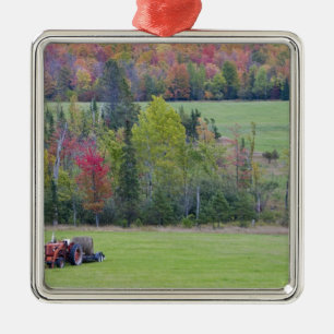 Trekker met hooibaal in groen veld met metalen ornament