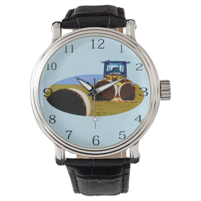 Trekker met hooibalen olieverf, horloge (Voorkant)