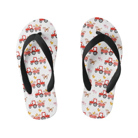 Trekker met landbouwhuisdieren kinder teenslippers (Voetbed)
