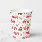 Trekker met landbouwhuisdieren papieren bekers (Achterkant)