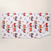 Trekker met landbouwhuisdieren strandlaken (Voorkant)