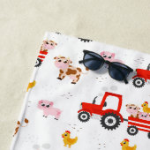 Trekker met landbouwhuisdieren strandlaken (In situ)