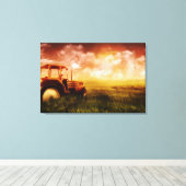 Trekker ploegen olieverfschilderij print verpakt (Insitu (Houten vloer))