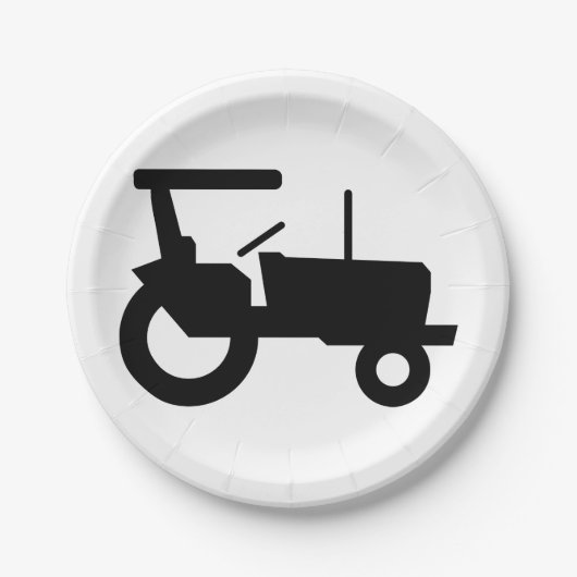  trekker silhouet Boerderij Apparatuur Icon Papieren Bordje (Voorkant)