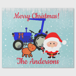 Trekker voor snelle Kerstmis, rendieren en Boerder Cadeaupapier