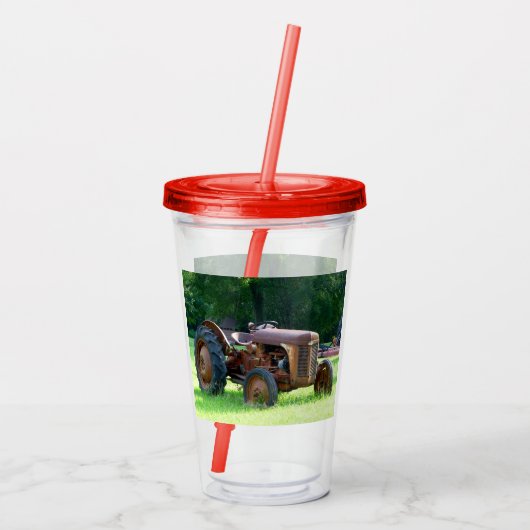 Trekkerbekertje met deksel en stro acryl drinkbeker (Achterkant)