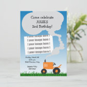 Trekkerfotouitnodiging: Oranje tractor Kaart (Staand voorkant)