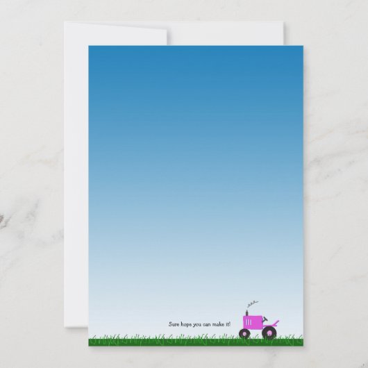 Trekkerfotouitnodiging: Roze tractor Kaart (Achterkant)