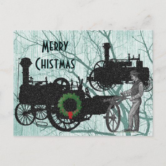 Trekkers van het Boerderij van de stoommotor Tract Feestdagenkaart (Voorkant)